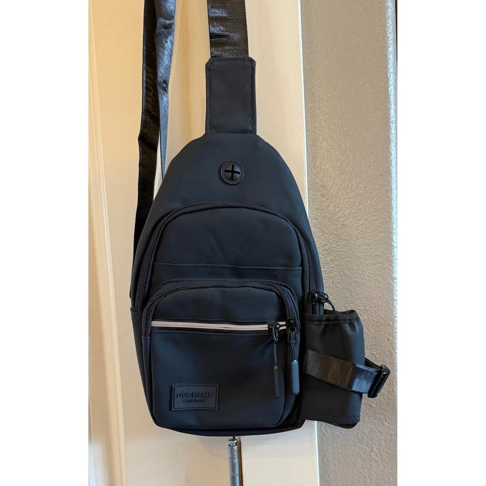 Duchamp London Black Sling Crossbody Unisex Bottle Holder Padded Travel Bag
